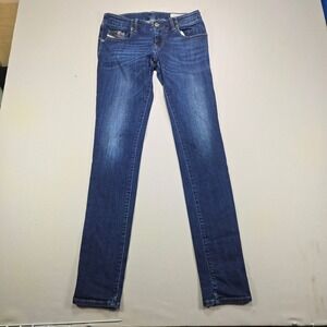 Diesel Jeans Grupee Super Slim Skinny Low Waist Dark Wash Blue Womens 28 L32